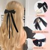 EHBELIF Hair Bows for Women Bow Hair Clips Pink Hair Ribbon Bow Tassel Hair Bow with Long Tail Silk Bowknot Hair Clip Barrettes Solid Satin Hair Accessories for Women and Girls (Black&white)