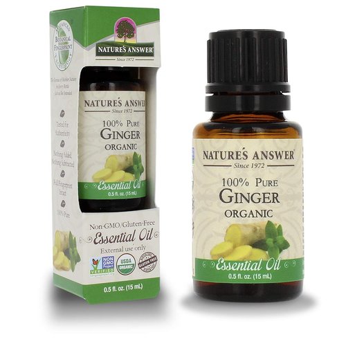 Nature’s Answer USDA Organic Ginger Root Essential Oil, 100% Pure | Natural Aromatherapy Oil for Diffuser/Humidifier, Steam Distilled 0.5 fl oz. (15ml) | Made in USA