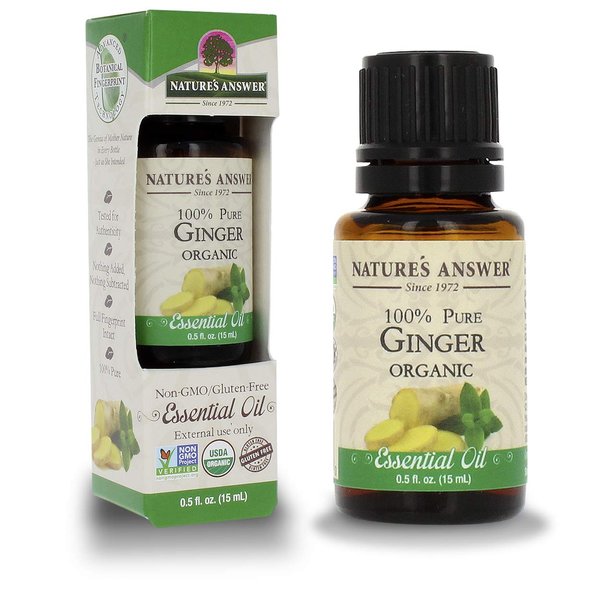 Nature’s Answer USDA Organic Ginger Root Essential Oil, 100% Pure | Natural Aromatherapy Oil for Diffuser/Humidifier, Steam Distilled 0.5 fl oz. (15ml) | Made in USA