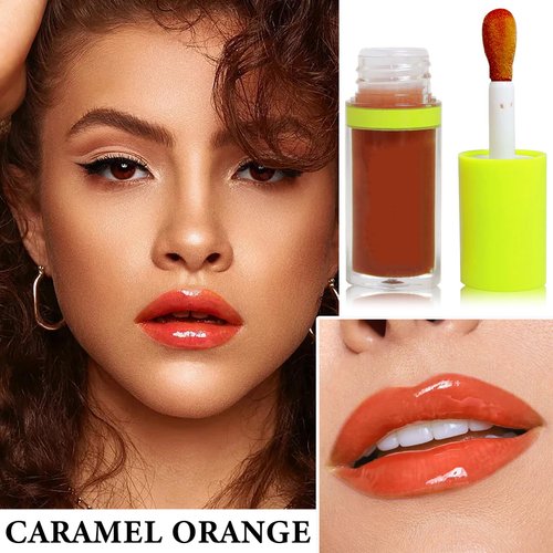 Lip Plumping Lip Gloss,Big Brush Head Lip Oil Hydrating Nourishing & Smooth Glossy Lip Glow Oil,Moisturizing Tinted Lip Gloss Lip Balm Shiny and Vegan Plumping Lip Tint Care(#07 Caramel Orange)