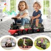 JOYLDIAS Ride On Train with 16pcs Curved Tracks and Carriage, 6V Electric Ride On Toy Train for Kids with Lights, Horns, Storage, Retractable Foot Pedals for Toddlers Under 39 inch, Black