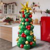 Christmas Balloon Garland Arch Kit Green Red Golden Latex balloons Xmas Tree Balloons with Golden Starburst Balloons for Christmas Party Decorations