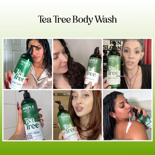 Tea Tree Oil Body Wash - Hydrating Shower Gel Tea Tree Body Wash for Women and Men - Women and Mens Body Soap with Peppermint and Tea Tree Essential Oil and Moisturizing Body Wash for Dry Skin Care