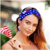 CEALXHENY 4th of July Headbands for Women, 4th of July Accessories, American Flag Patriotic Headbands, Rhinestone Pearl Knotted Headbands Beads Embellished Jeweled Headbands Holiday Gifts (USA-Blue)