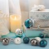 Decorative Ball Set 6.5cm/ 2.5 Inch Mosaic Glass Orbs Sphere Glass Centerpiece Balls Decorative Glass Balls for Bowls Vases Tables Wedding Party (Silver, Turquoise, Black, 6 Pieces)
