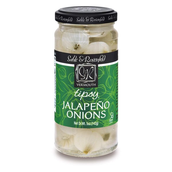 Sable & Rosenfeld Tipsy Onions - Stuffed Jalapeno Cocktail Onions in Jar with French Vermouth - Pickled Silverskin Onions, Pearl Onions - 5 Ounce