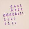 Tyuimhx Purple Marble Texture Press on Nails Medium Almond Fake Nails Glossy False Nails Full Cover Stick on Nails Acrylic Artificial Nails for Women Girls Glue on Nails 24Pcs