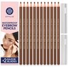 Stylia Waterproof Eyebrow Pencil Set (12 Pieces - Light Brown), Eyebrow Pen-cil, Eye Brow Pencils for Women Makeup, Microblading Long Lasting Eyebrow Pencil, Eyebrow Liners for Shapes, Filling