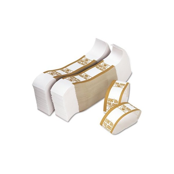 PMCOMPANY 55010 Self-Adhesive Currency Straps, Mustard, $10,000 in $100 Bills, 1000 Bands/Pack