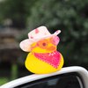 wonuu 2PCS Car Rubber Duck Decoration, West Cowboy Duck Car Dashboard Decoration Accessories with Mini Swim Ring Cowboy Hat Scarf and Sunglasses(C_Pink galsses&White hat)