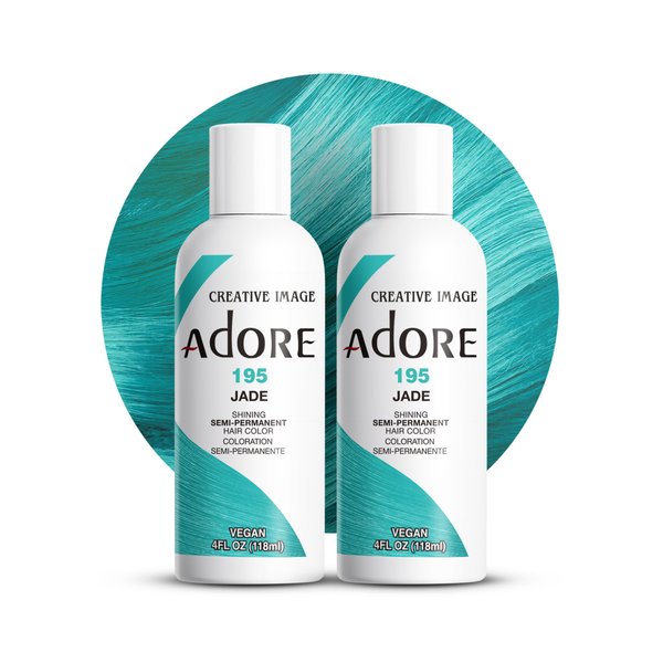 Adore Semi Permanent Hair Color - Vegan and Cruelty-Free Green Hair Dye - 4 Fl Oz - 195 Jade (Pack of 2)