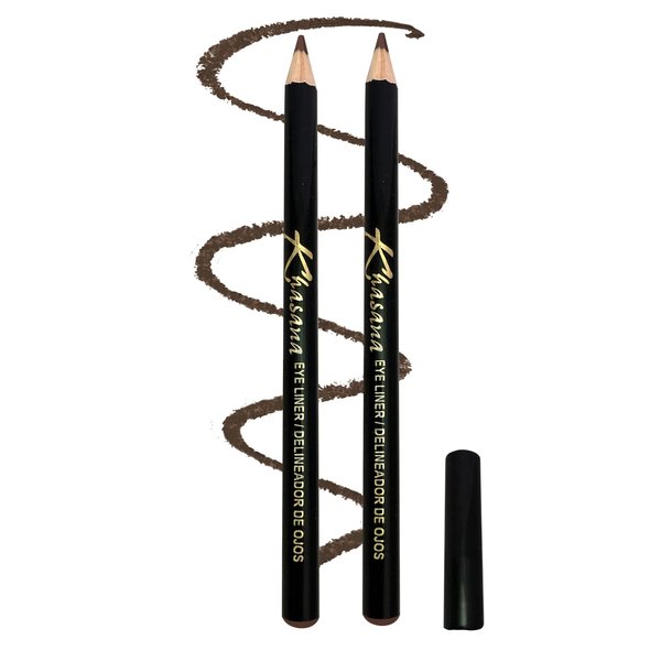 Khasana Eyeliner Pencil Set, Waterproof, Smooth & Creamy Application, Long-Lasting, Smudge-Proof, Ophtalmologist Tested, Cruelty Free & Vegan, Pack of 2 (Dark Brown #16)