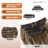 QGZ Clip in Long Wavy Hair Extensions Synthetic 4 PCS Thick Hairpieces for Women 20 Inch Long Fiber Hair Extension for Daily Party Use (Medium Brown Highlighted Blonde)