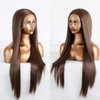 UNIQUEWIG 24" Dark Brown Long Silky Straight Synthetic Lace Front Wigs Natural Hairline Cosplay Wigs Heat Resistant Glueless Hair Replacement Daily Use