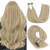 YoungSee U Tip Hair Extensions Human Hair Ash Blonde with Bleach Blonde Highlights U Tips Remy Hair Extensions for Women Highlights Keratin Hair Extensions Human Hair Hot Fusion Blonde 20In 1G/S 50G