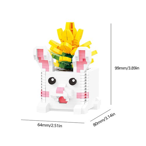 Larcele Micro Building Blocks Set, Dog and Flower, DIY Mini 3D Building Toy Bricks,501 Pieces KLJM-08 (Rabbit, Yellow Agave)