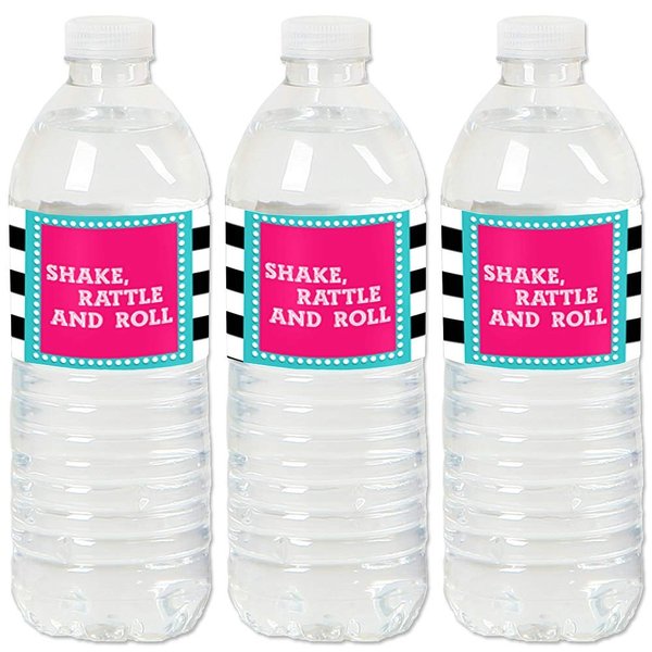 50's Sock Hop - 1950s Rock N Roll Party Water Bottle Sticker Labels - Set of 20