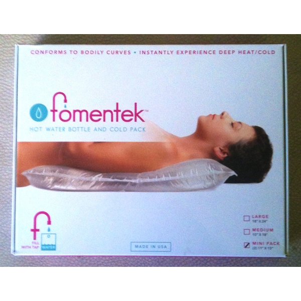 Fomentek Hot Water Therapy Bag - Hot & Cold Water Bottle - Apply Soothing Heat with Warm Water - Pain and Cramps Relief for The Back, Stomach, Feet, Neck, Arms, Shoulders (2 Small Bags, 15" x 11")
