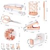 Famassi Rose Gold Desk Accessories，Office Supplies Set Acrylic Stapler Set Staple Remover, Tape Holder, 2 Ballpoint Pen, Scissor, Binder/Paper Clips and 1000pcs Staples.