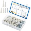260 Pieces Drywall Anchors Self Drilling Hollow Wall Anchors with Screws, No Pre Drill Hole Preparation Required, Nylon Plastic, 10x35mm, 13x42mm, 15x32mm