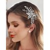 Easedaily Bride Wedding Hair Comb Silver Crystal Hair Pieces Rhinestone Headpieces Bridal Hair Clip Side Combs Hair Accessories for Women and Girls