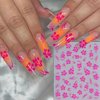 8PCS Hibiscus Flower Nail Art Stickers Summer Flowers Nail Decals Hot Pink Yellow White Pink 3D Self-Adhesive Hawaiian Hibiscus Flower Nail Art Designs Supplies for Women Girls Nail Art Decorations