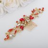 Teyglen Bride Crystal Wedding Hair Comb Red Rhinestone Bridal Side Comb Wedding Hair Accessories Teardrop Crystal Hair Piece Rhinestone Headpiece for Women Bride Girls (Red)