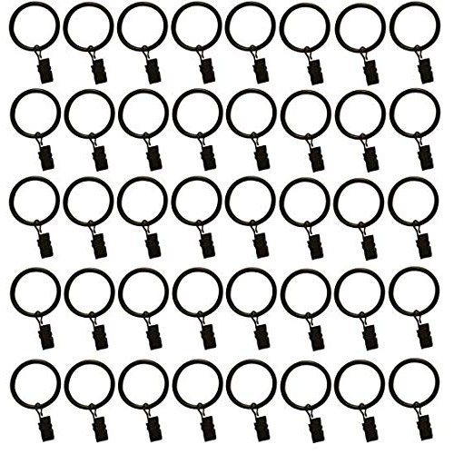 TEJATAN - 2 Inch - Set of 40 - Metal Curtain Rings with Clips and Eyelets - TEJATAN (Also Known as Rings with Curtain Clips/Curtain Clip Rings/Drapery Rings)