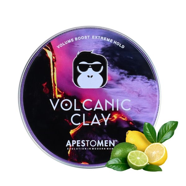Apestomen Volcanic Clay for Extreme Hold & No Shine (2.7 Ounces) - Hair Clay for Men - Straight, Thick and Curly Hair - Slick Look Pompadour Quiff