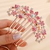 Missgrace Boho Shiny Flower Floral Hair Combs Blue Pink Purple Bridal Wedding Hair Crystal Rhinestones Women Hair Side Combs Hair Accessories for Women (Pink)