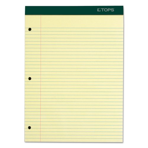 TOPS 63383 Double Docket Writing Pad, 8 1/2 x 11 3/4, Canary, 100 Sheets