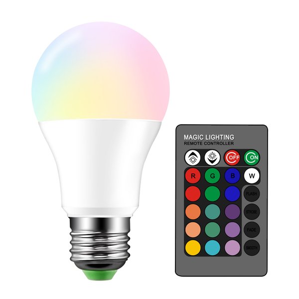 Droiee Dimmable E26 Warm LED Light Bulb, 6W RGBW Color 500LM with 16 Color Changing Modes for Christmas, Party etc with Remote Control 1PCS