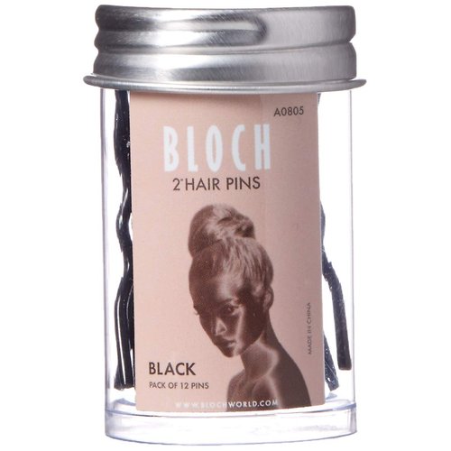 Bloch Unisex-Adult's Standard Hair Pins-2"-12 Pack, Black, 12 Count (Pack of 1)