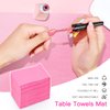 Funfe Nail Tips Art Table Towels Mat, Pink, 50 Pcs, French, Wood Pulp Paper, Disposable, Waterproof, Foldable, Salon Use