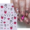 6 Sheets Halloween Nail Art Stickers Cute Ghost Nail Stickers Spider Web 3D Self Adhesive Nail Decals Gothic Spider Spooky French Nail Design Stickers for Women Girls Acrylic Manicure Salon
