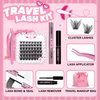 DIY Lash Extension Kit for Travel Lash Clusters Kit with 48 Pcs Lash Clusters Lash Bond and Seal Lash Remover Eyelash Applicator DIY Lash Travel Kit Convenient for Use Anywhere(Volume Kit)