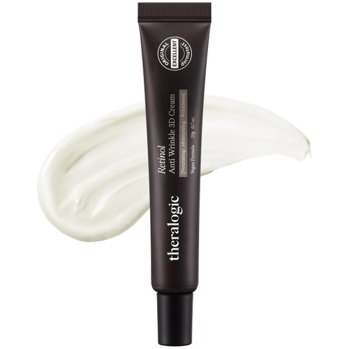 theralogic Retinol 3D Cream - Korean Retinol Vitamin A Face Moisturizer - Lifting, Skin Renewal and Wrinkle Improvement Night Treatment with Peptides - Dermatologically Tested, Vegan Formula, 0.7 oz.