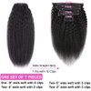 Kinky Straight Clip In Hair Extensions for Black Women Real Human Hair Coarse Yaki Clip Ins Hair Extensions, Brazilian Remy Kinky Straight Clip ins Hair Natural Black 7Pcs 100Gram/Pack (18 Inch)