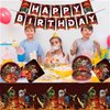 Ninja Birthday Decorations, Game Party Tableware Include Birthday Banner, Tablecloth, 20 Plates and 20 Napkins for Kids Adults Party Decorations