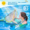 No Flip Over Baby Pool Float with Canopy UPF50+ Sun Protection, Sponge Safety Support Bottom, Fun Gifts Water Toys Accessories Inflatable Baby Swim Floats for Pool 3-36 Months