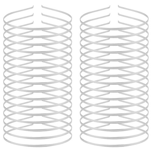 Cinaci 30 Pack 5MM /0.2 Inch Wide Thin Blank Plain Smooth Metal Base DIY Headbands Hair Bands for Women Men Girls Hair Accessories Craft Silver Gold Black (Silver)