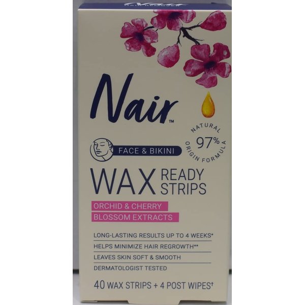 Nair Hair Remover Wax Ready-Strips 40 Count Face/Bikini (2 Pack)