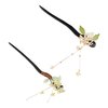 Chinese Traditional Flower Hair Sticks,Wooden Hairpin Hairstyle Design Tool Hairpin Tassel Pearl Osmanthus Cheongsam Flower Headwear