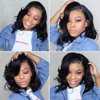 QUINLUX WIGS Body Wave Short Bob Human Hair Wig 13x6 HD Transparent Lace Front Human Hair Wig Brazilian Hair Natural Color 150% Density Short wigs Ocean Wave Pre Plucked with Baby Hair For Women14"10"