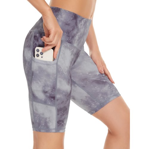 Custer's Night High Waist Out Pocket Yoga Pants Tummy Control Workout Running 4 Way Stretch Yoga Leggings (Galaxygray, M)