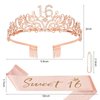 Semato Sweet 16 Party Decorations Set - Rose Gold 16th Birthday Crown and Sweet 16 Sash Glitter Kit for Girls Birthday Happy Birthday Girl Tiara Birthday Party Supplies and Favors