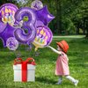 32 Inch 3 Balloon Number, Purple Balloons, Purple Confetti Latex Balloon Foil Balloons Mylar Balloons 3 Birthday Balloon for Anniversary Supplies Kids Birthday Party (Purple, 3)