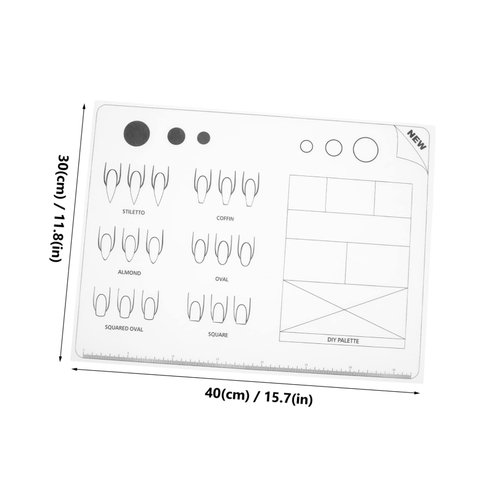WOONEKY Nail Coloring Pad Uñas Acrilicas Salon Nail Training Equipment Nail Tools Nail Art Workspace Silicone Nail Training Mat Nail Sticker Guide Mat Nail Stamp Manicure