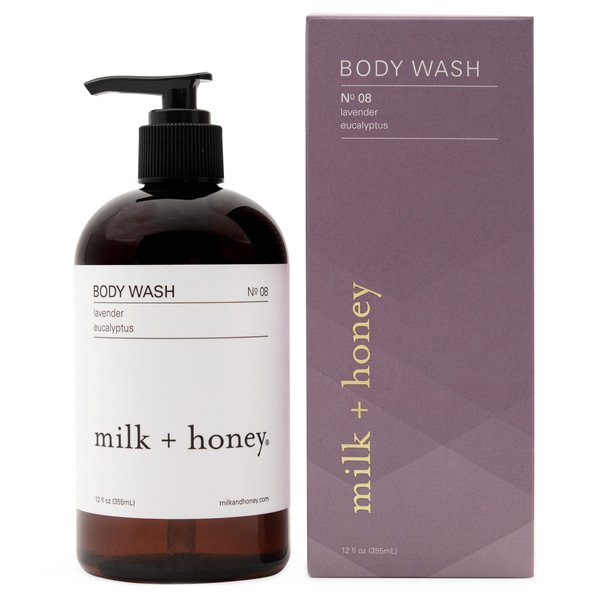 milk + honey Gentle Body Wash, No. 08, with Lavender, and Eucalyptus, Body Wash for Women and Men, 12 Oz