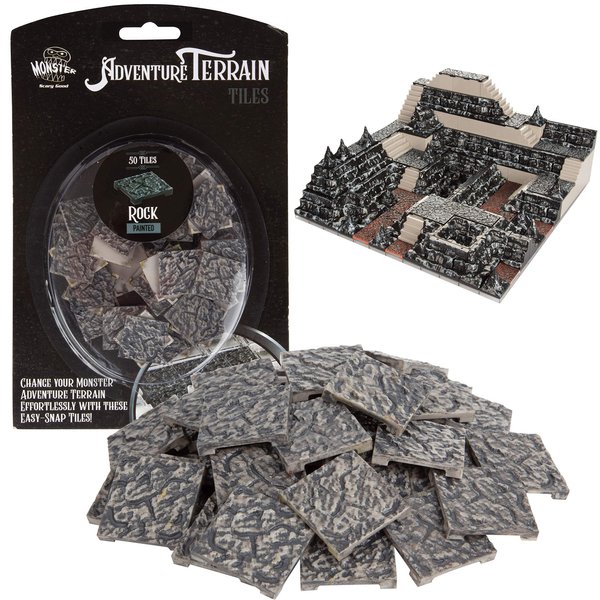 Monster Adventure Terrain- 50pc Rock Tile Expansion Pack- Hand-Painted 1x1â€ Tile Set- Amazing Tabletop Terrain in Minute- Customize Your D&D and Pathfinder Dungeons